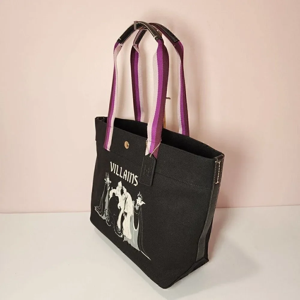 NWT Coach CC407 Disney X Coach Tote With Villains Motif Black Multi
